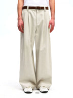 Pleated Wide-Leg Twill Trousers