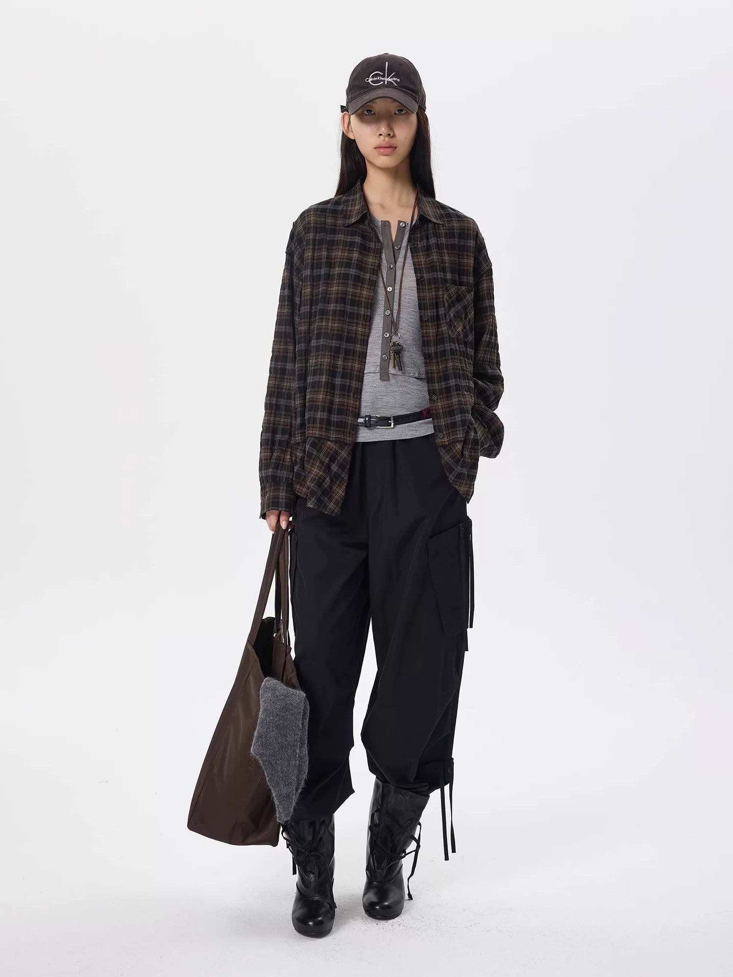 Yarn-Dyed Plaid Oversized Shirt