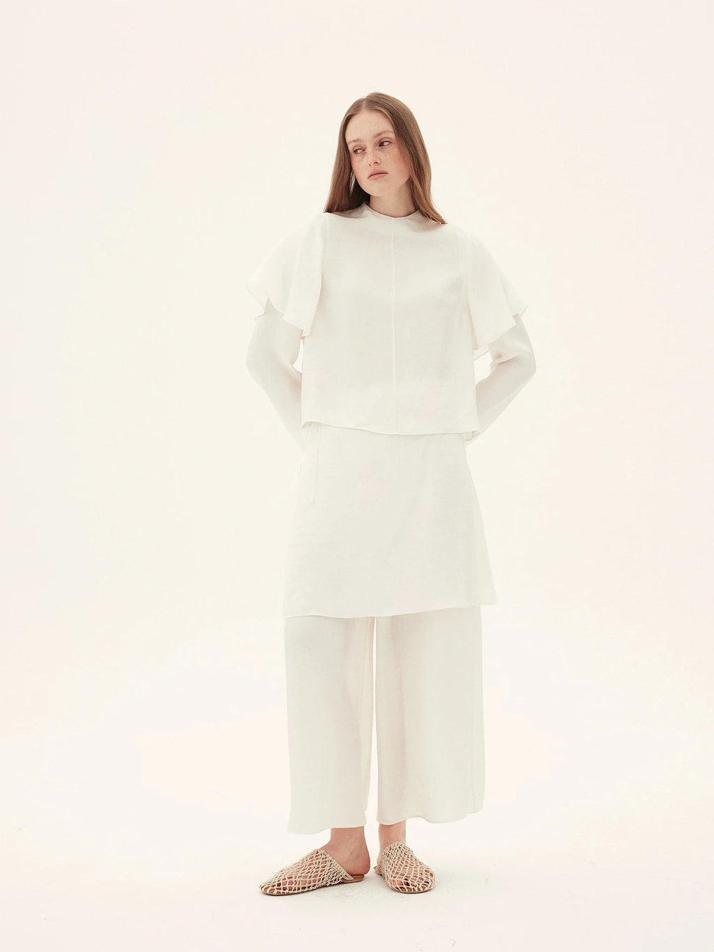 Acetate Flutter Sleeve Top And Trouser Set