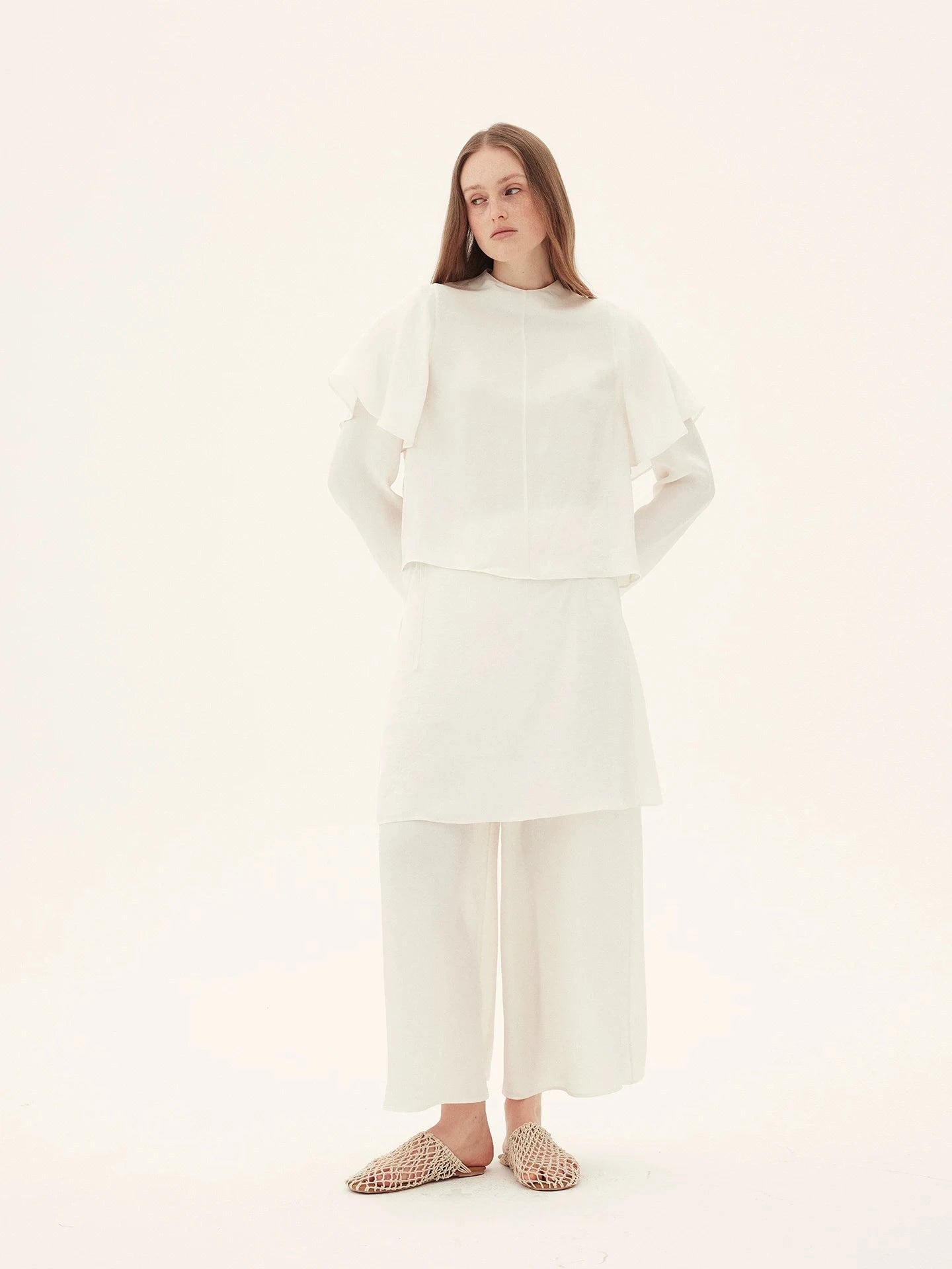 Acetate Flutter Sleeve Top And Trouser Set