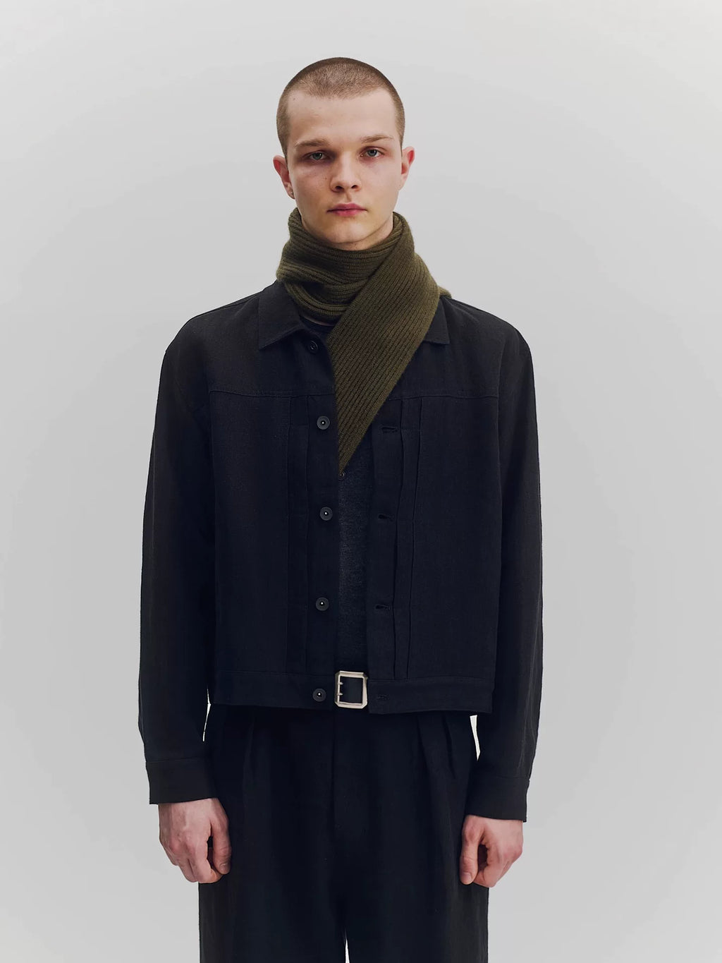 Linen Cropped Work Jacket