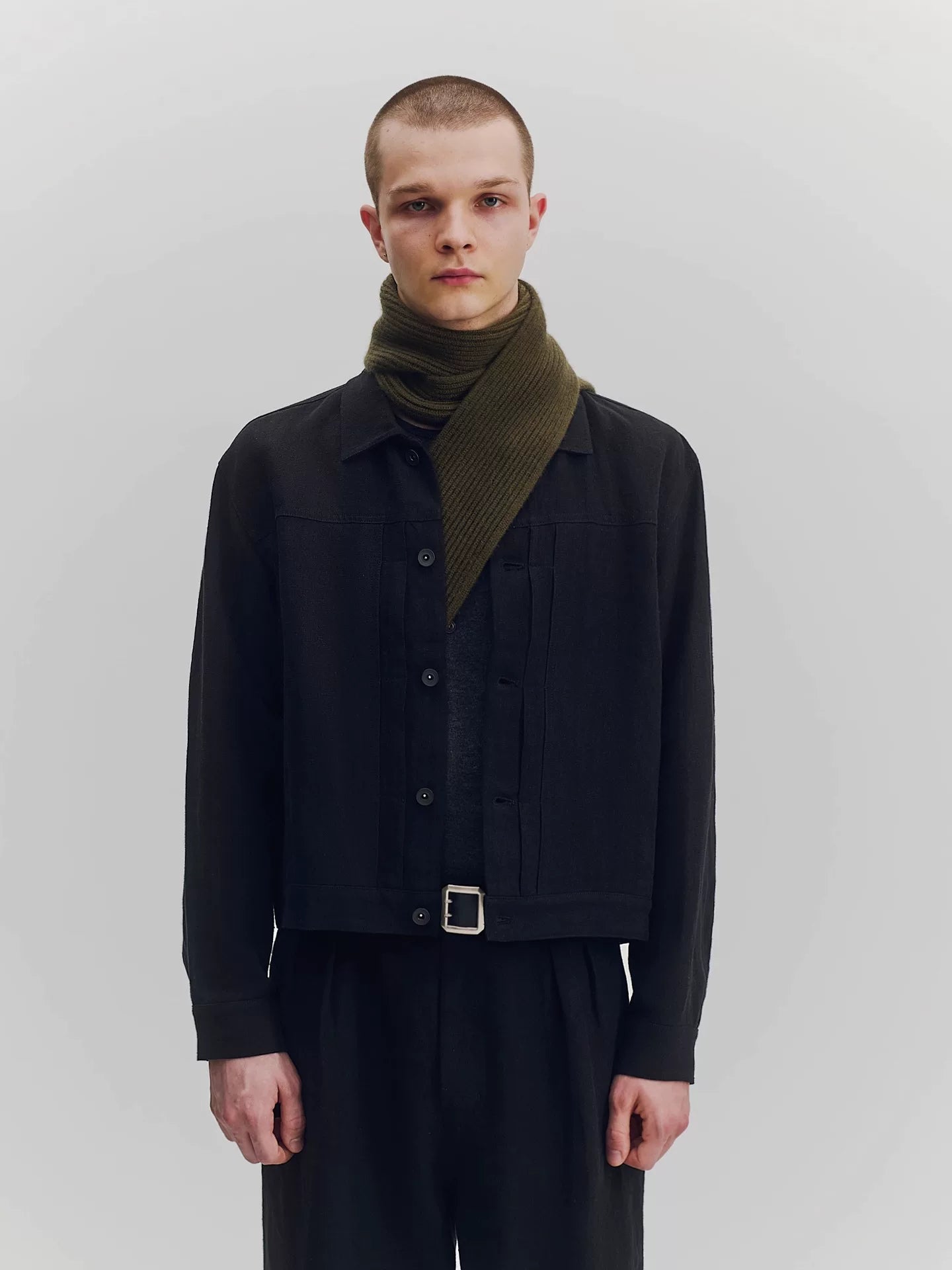 Linen Cropped Work Jacket