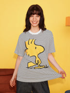 Peanuts Graphic Striped Cotton T-Shirt