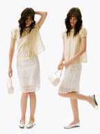 Floral Textured Midi Skirt