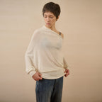 Asymmetric Linen Blend Knit Pullover