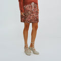 Paisley Print Drawstring Mini Skirt