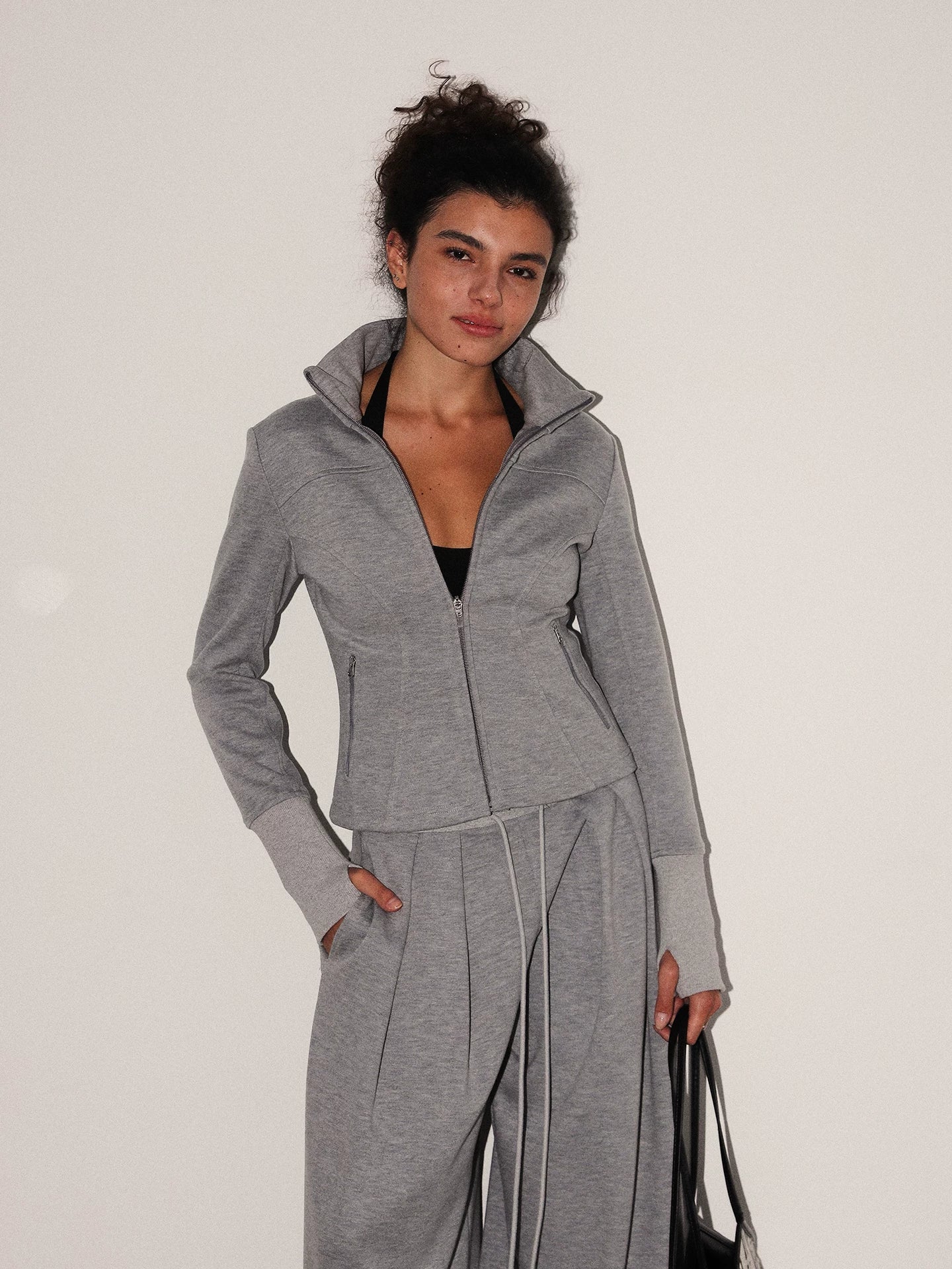 Fleece Stand Collar Zip Jacket