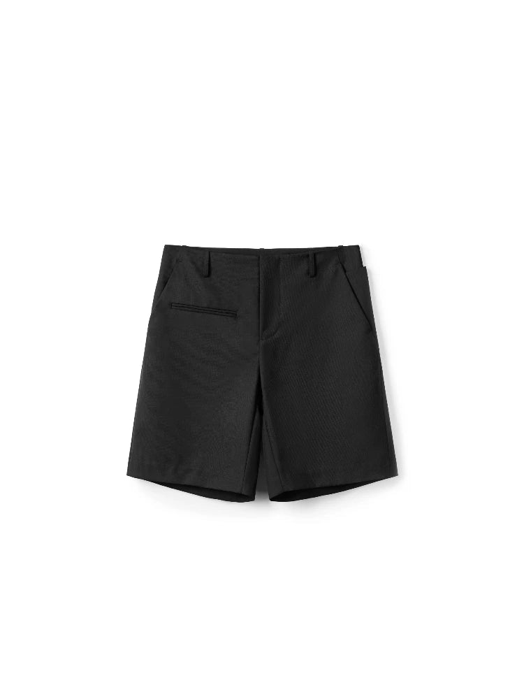 Asymmetrical Waist Leather Tailored Shorts