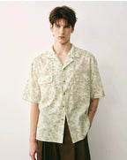 Botanical Print Cuban Collar Shirt
