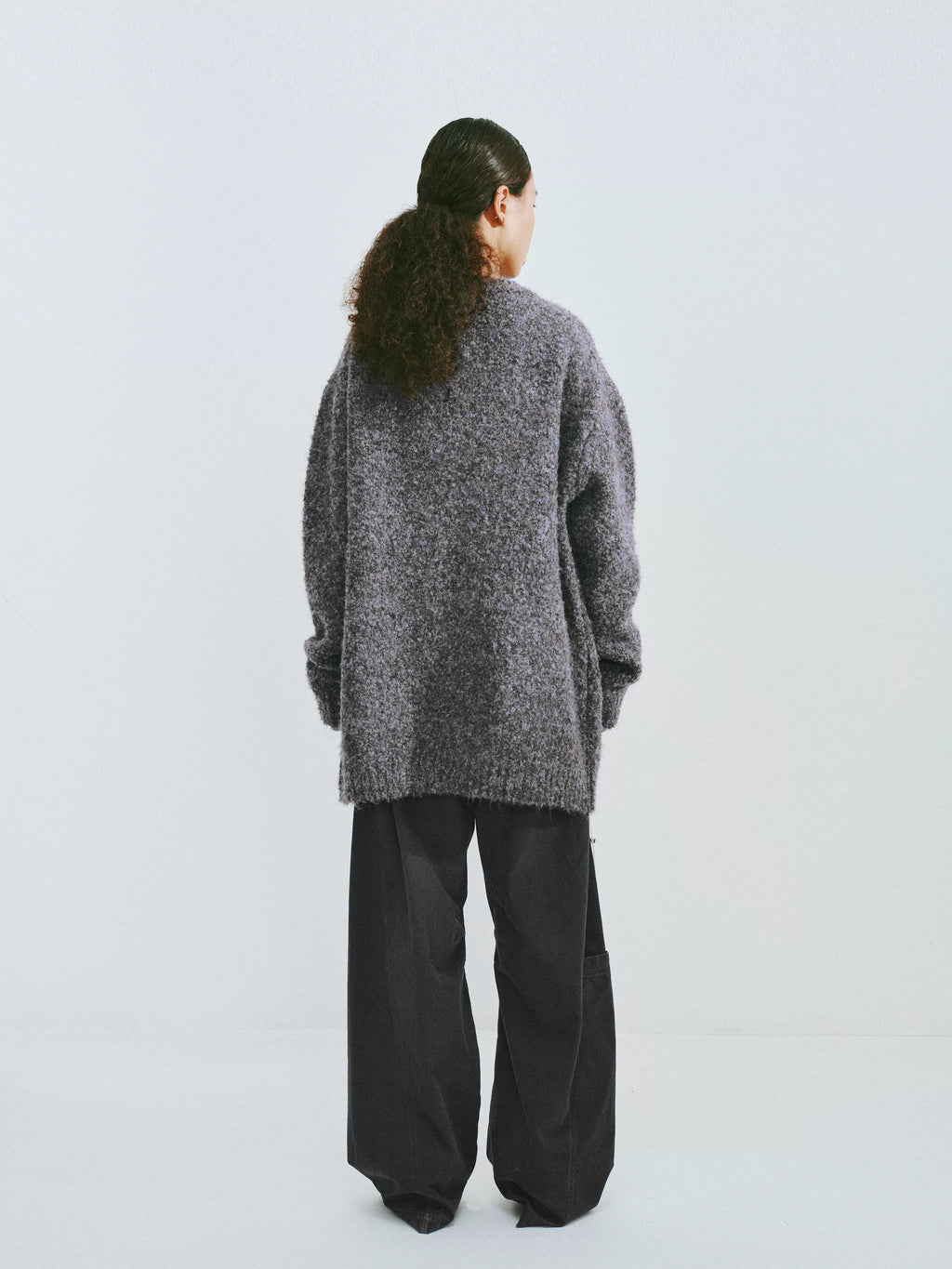Textured Wool-Blend Loop Yarn Cardigan