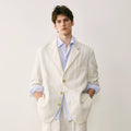 Linen Three-Button Tailored Blazer