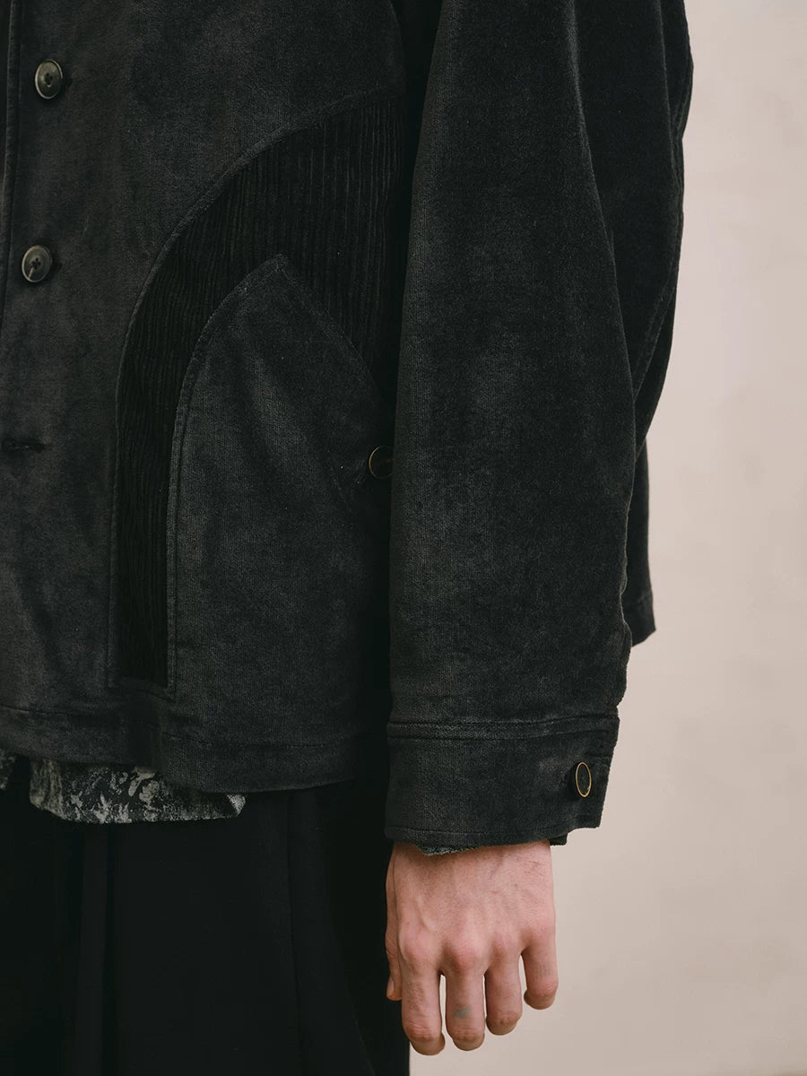 Patchwork Corduroy Button-Down Jacket