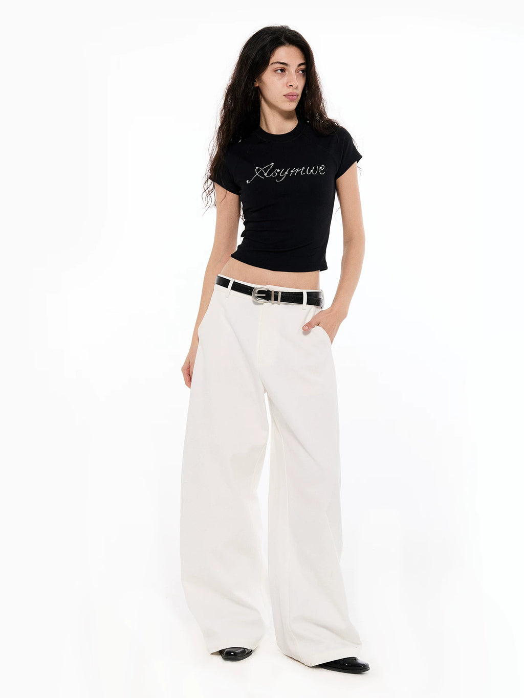 High-Waisted Tailored Wide-Leg Trousers
