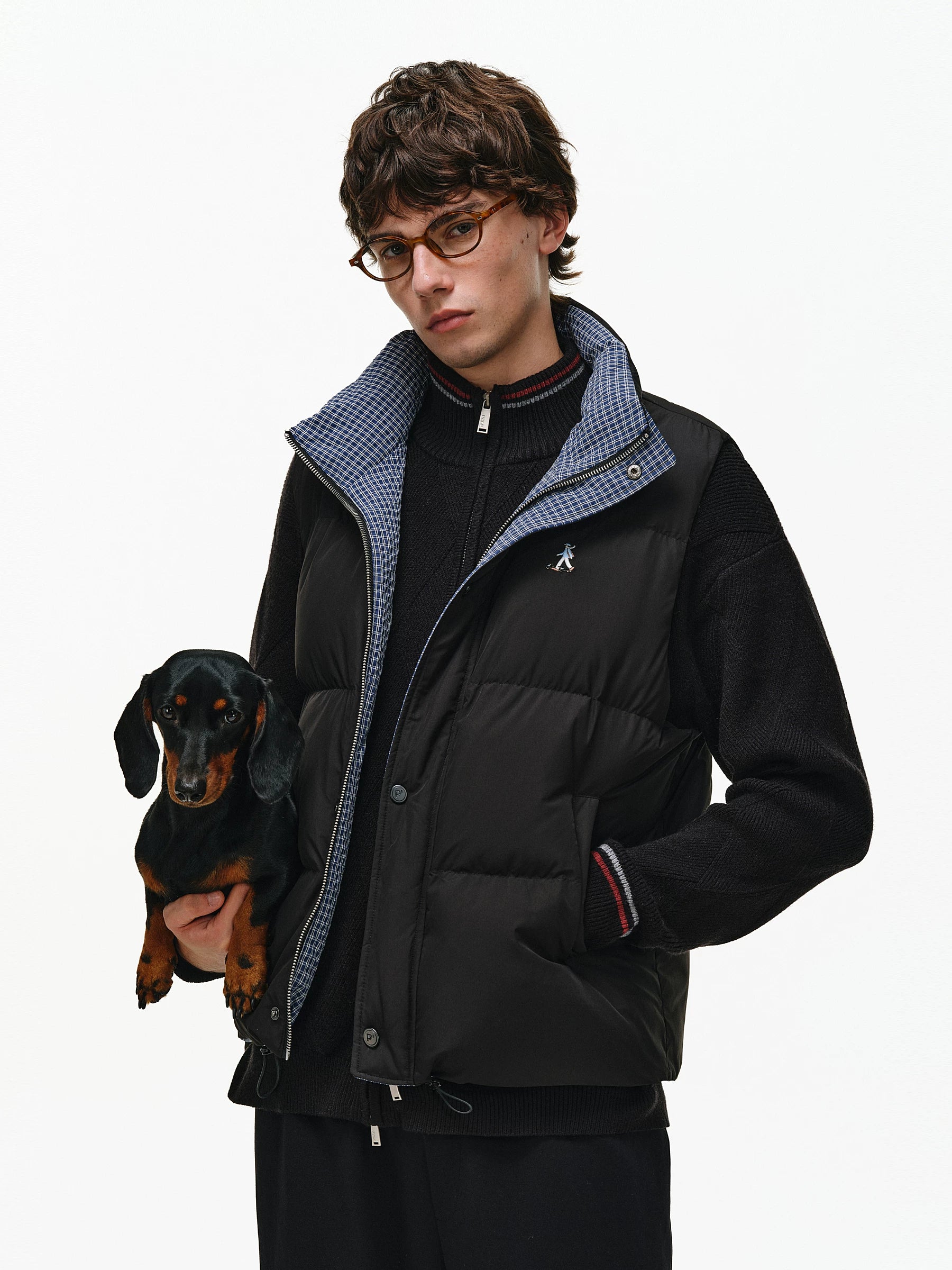 Reversible Plaid Puffer Vest
