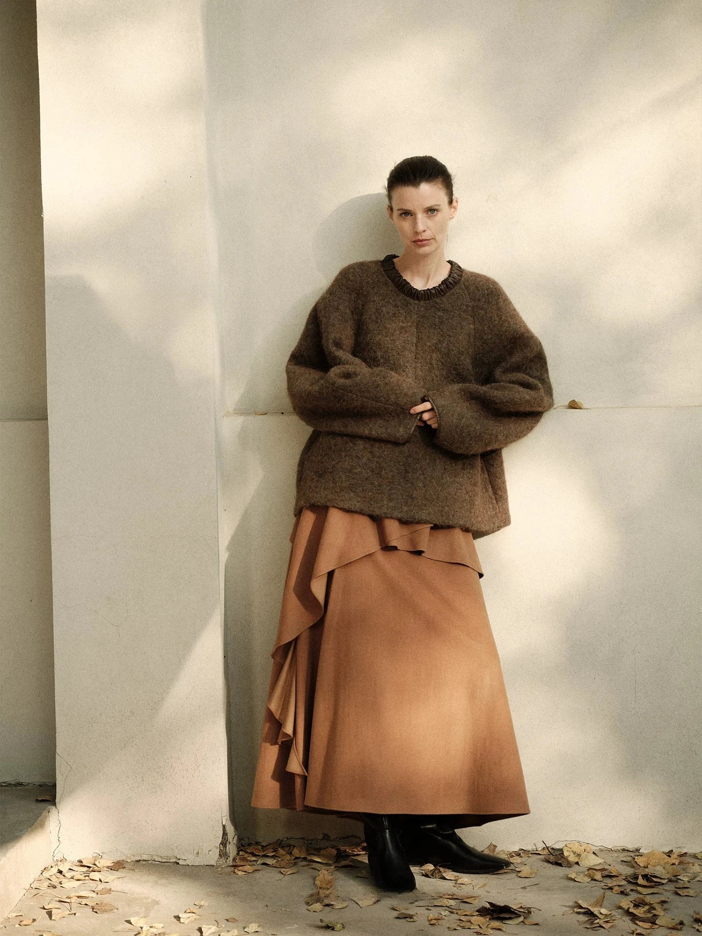 Australian Wool Ruffled Midi Skirt