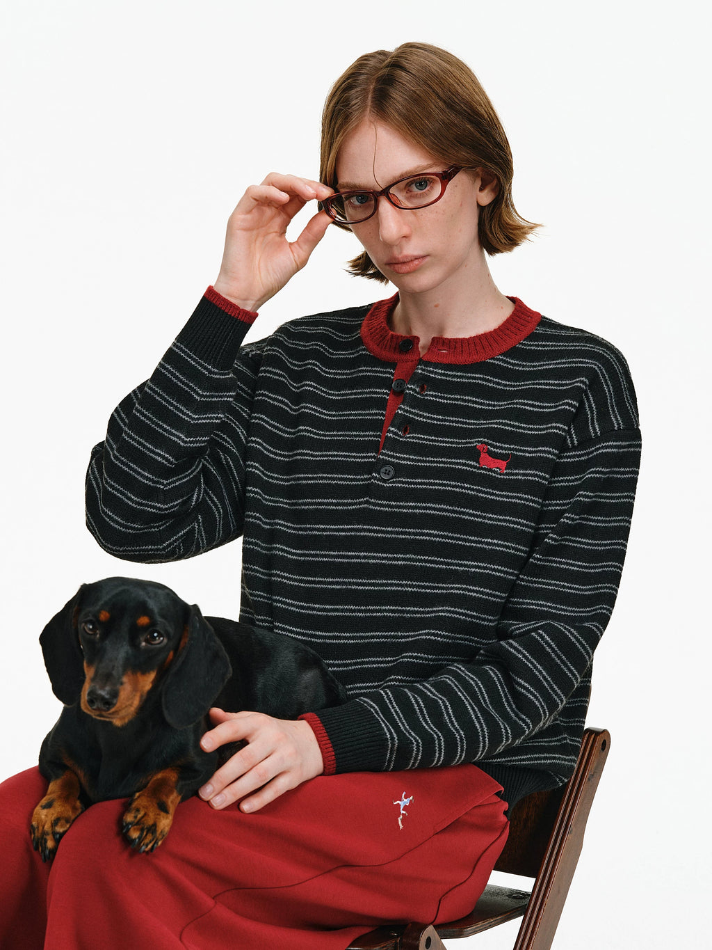 Striped Wool-Blend Henley Sweater