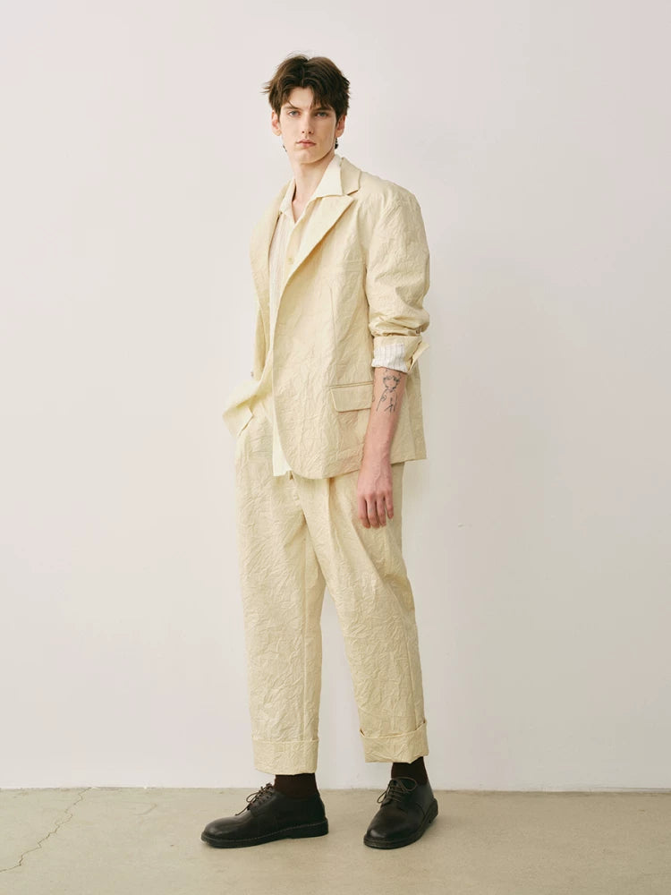 Textured Cotton-Blend Four-Button Blazer