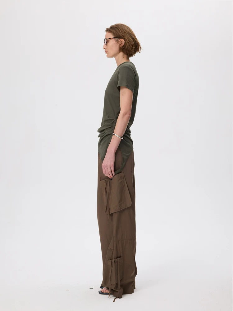 Glossy Multi-Pocket Cargo Trousers