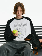Puppy Graphic Raglan Long-Sleeve Tee