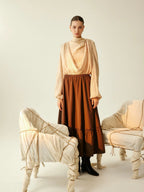 Deep Brown Pleated Maxi Skirt