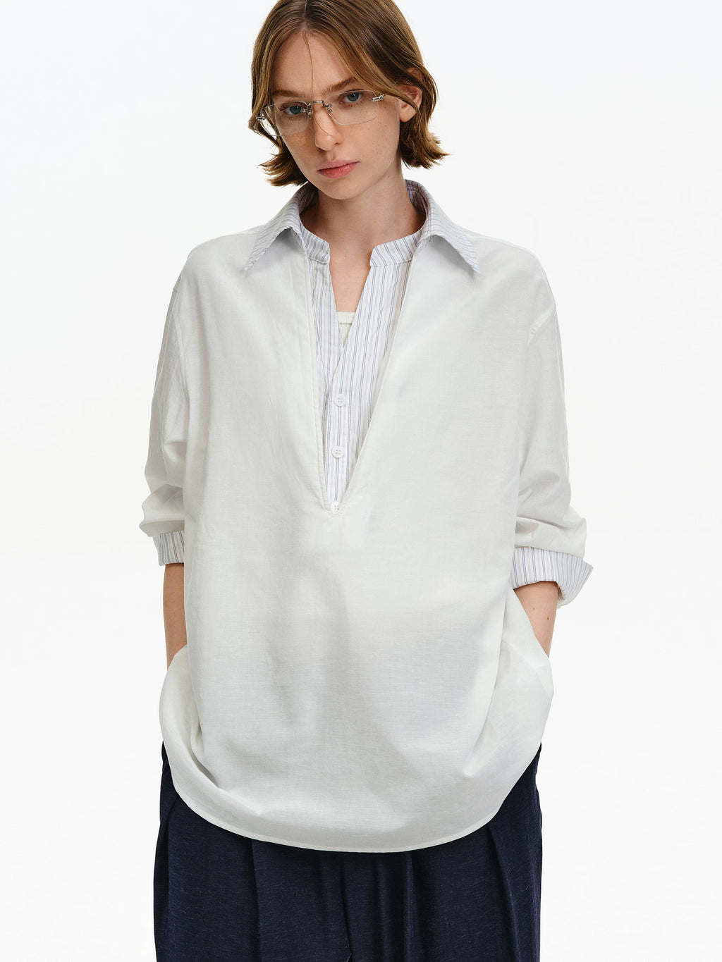 Layered Patchwork Oversized Shirt