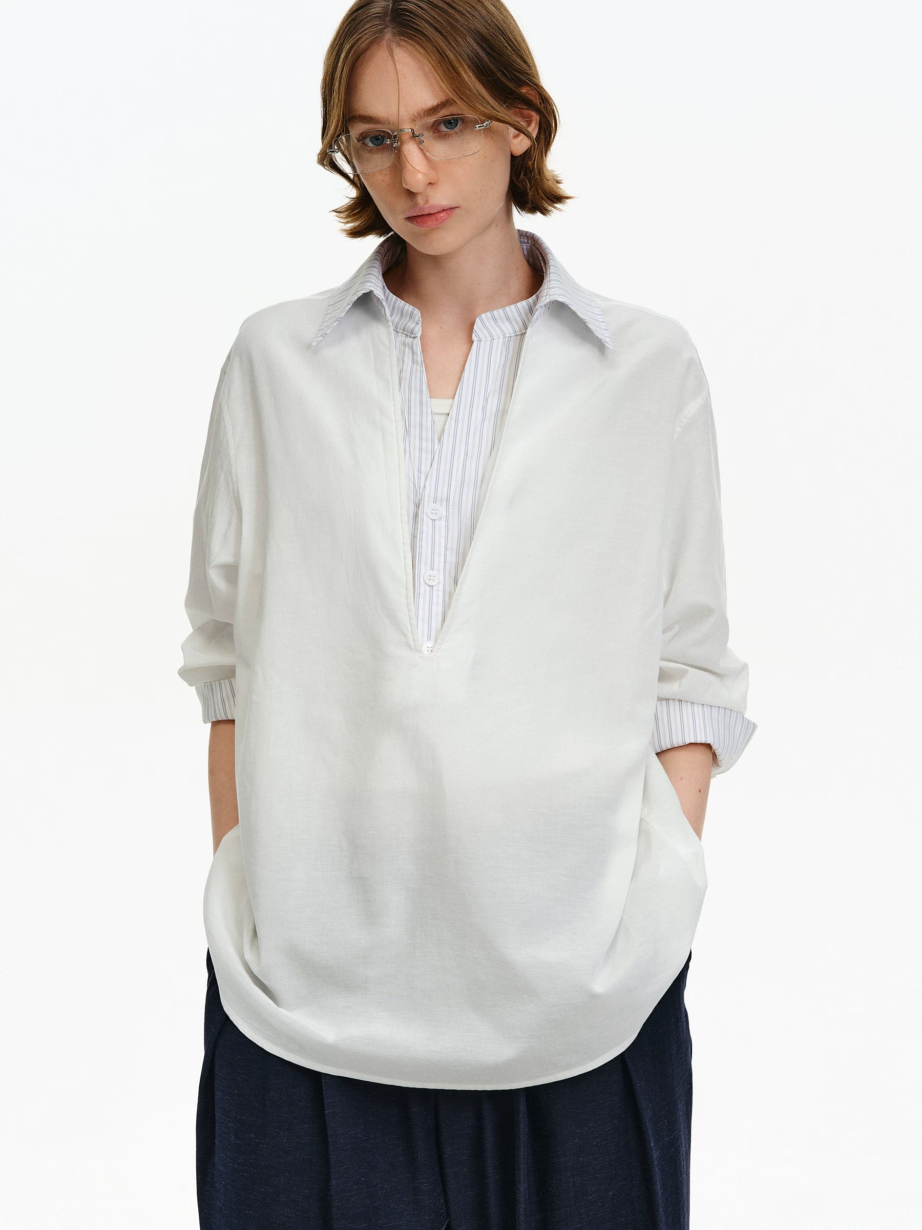 Layered Patchwork Oversized Shirt