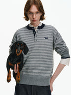 Striped Wool-Blend Henley Sweater