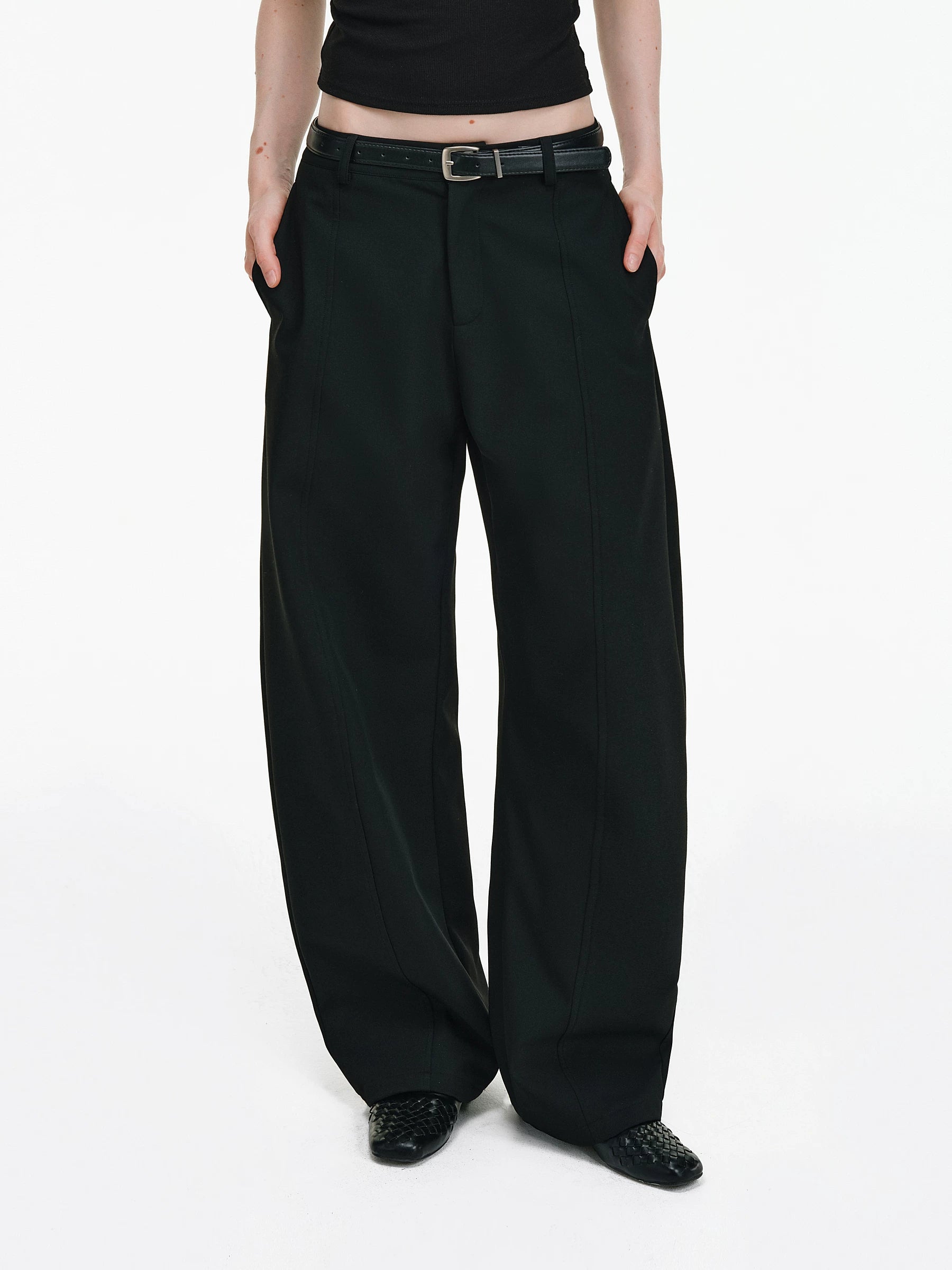 High-Waisted Tailored Wide-Leg Trousers
