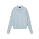 Textured Wool Blend Polo Sweater