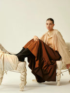 Deep Brown Pleated Maxi Skirt