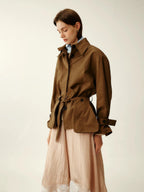 Belted Utility Short Trench Coat
