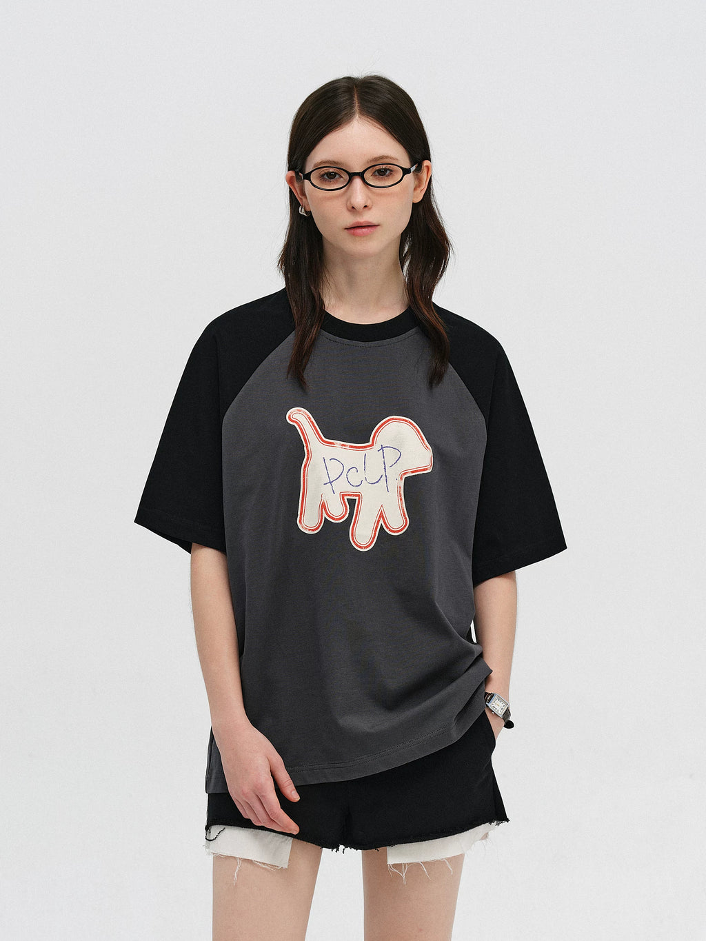 Graphic Dog Print Raglan T-Shirt