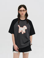 Graphic Dog Print Raglan T-Shirt