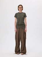 Glossy Multi-Pocket Cargo Trousers