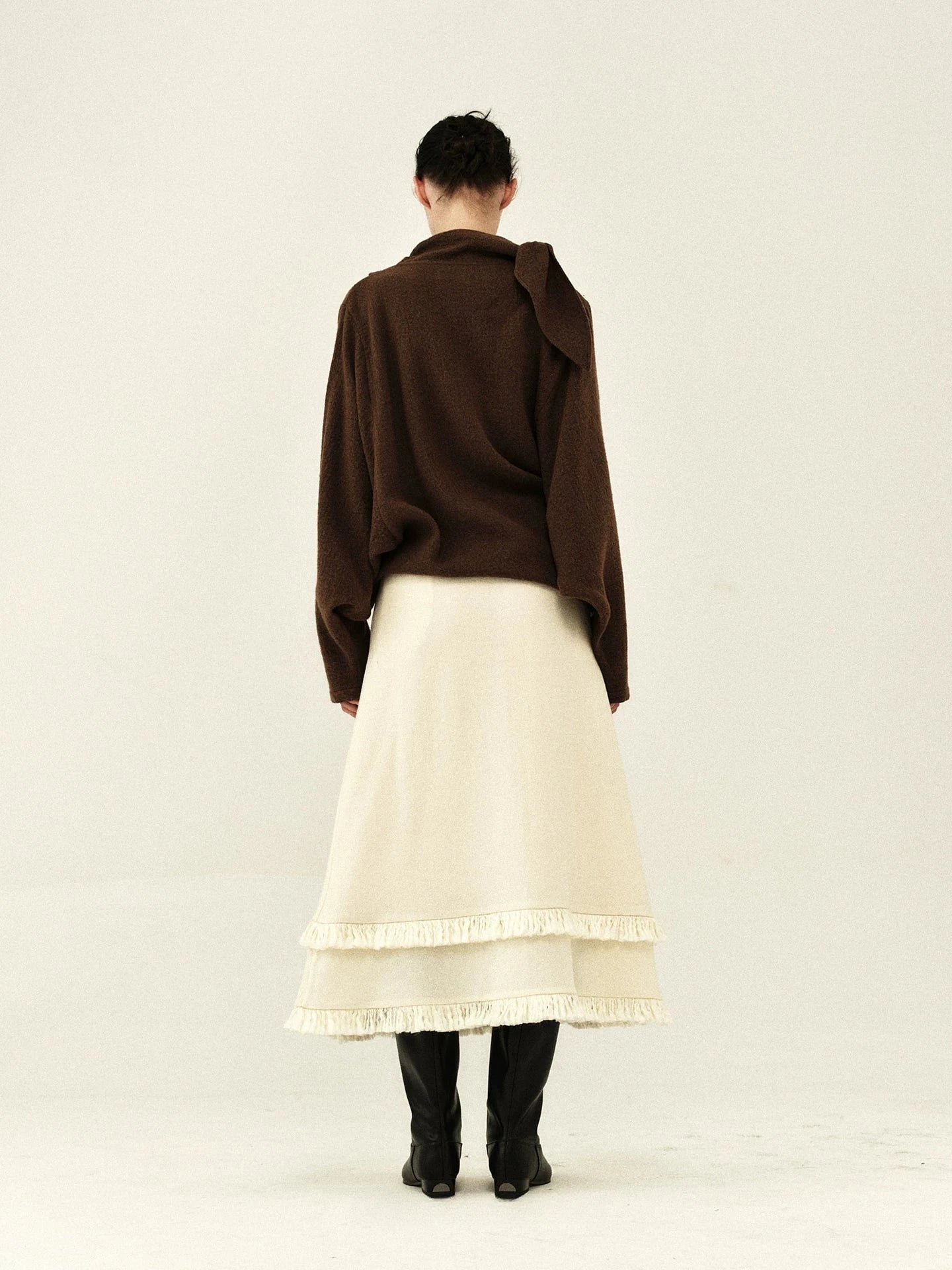 Australian Wool Double-Layered Fringe Skirt
