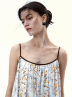 Naples Garden Floral Leather-Belted Dress