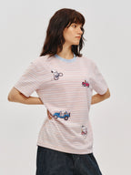 Snoopy Graphic Striped Cotton T-Shirt