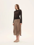 Sand-Washed Pleated Lantern Skirt