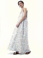Naples Garden Floral Leather-Belted Dress