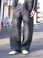 Pinstriped Wool Blend Tailored Suit