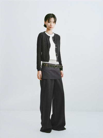 Cropped Wool Button-Down Cardigan