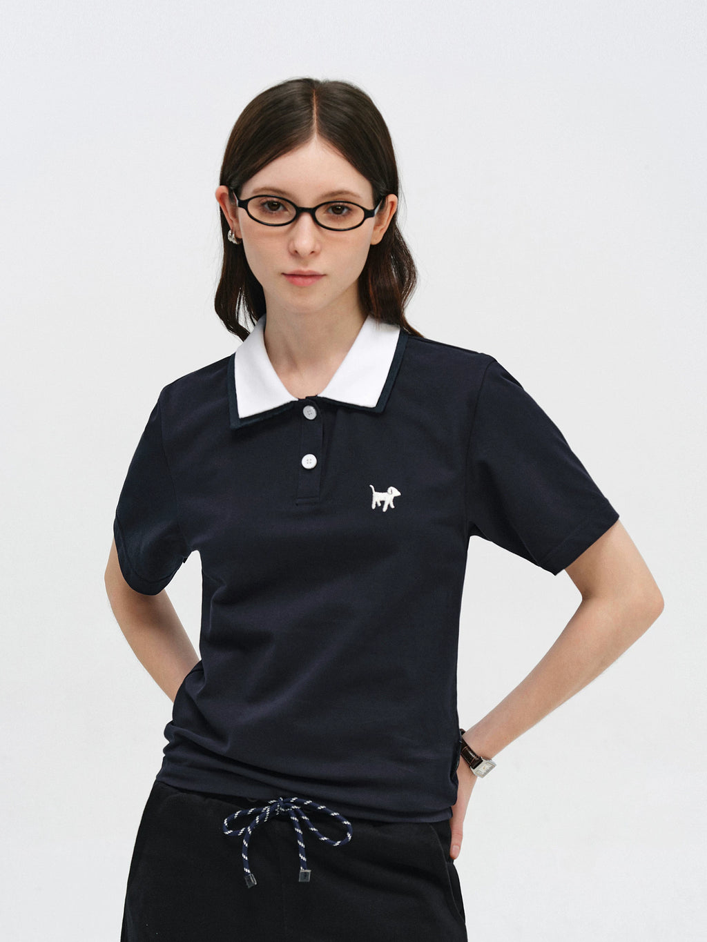 Contrast Collar Slim Polo Shirt