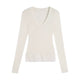 Lace-Trimmed Tencel Wool V-Neck Top