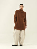 Wool Shearling High-Neck Coat