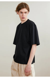 Mercerized Cotton Oversized Crew Neck T-Shirt
