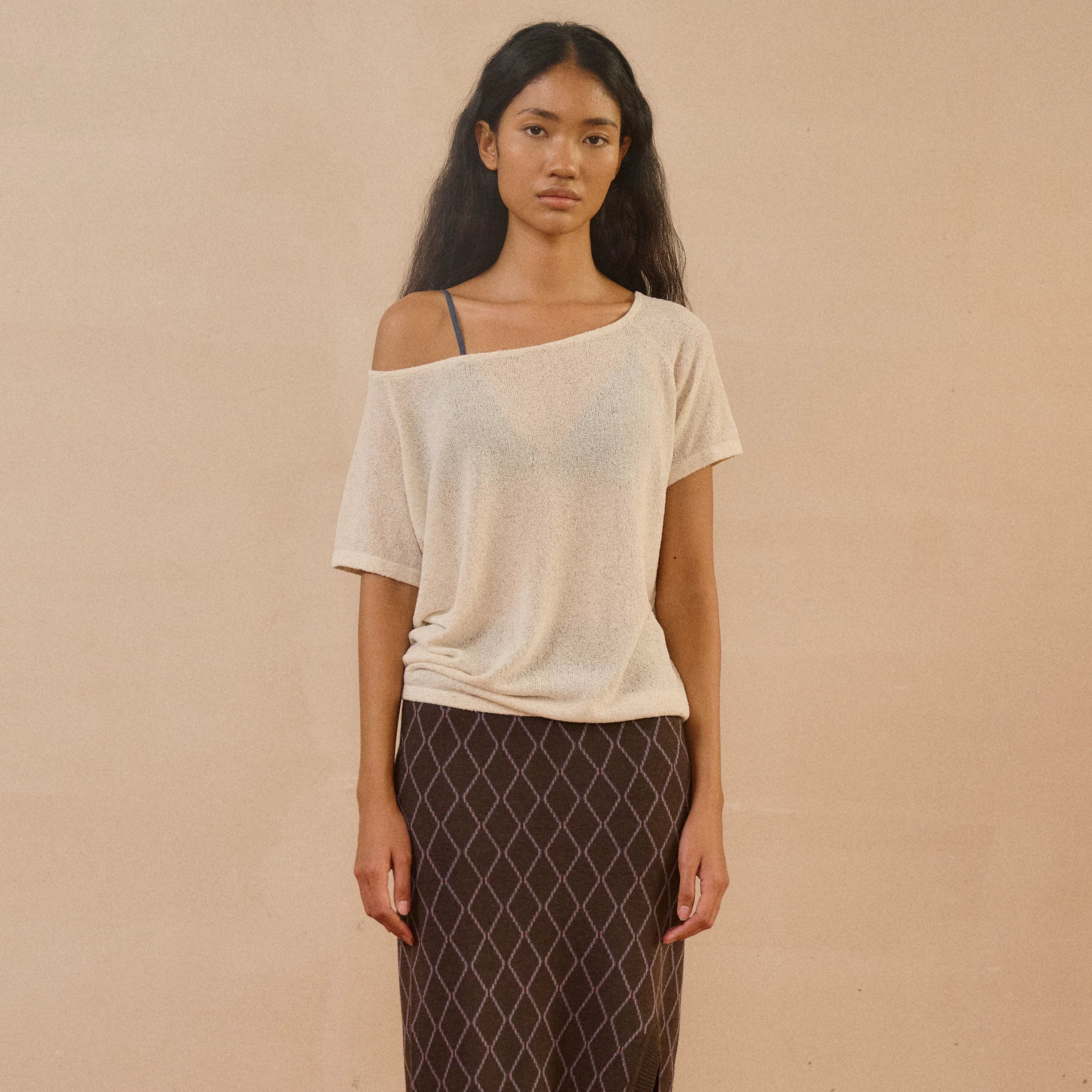 Linen Loop Yarn Off-Shoulder Top