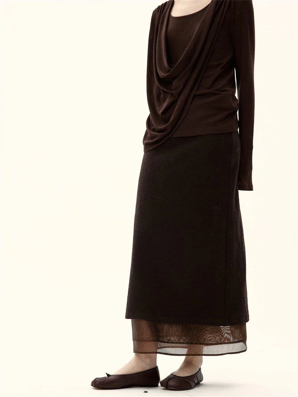 High-Waisted Straight Midi Skirt