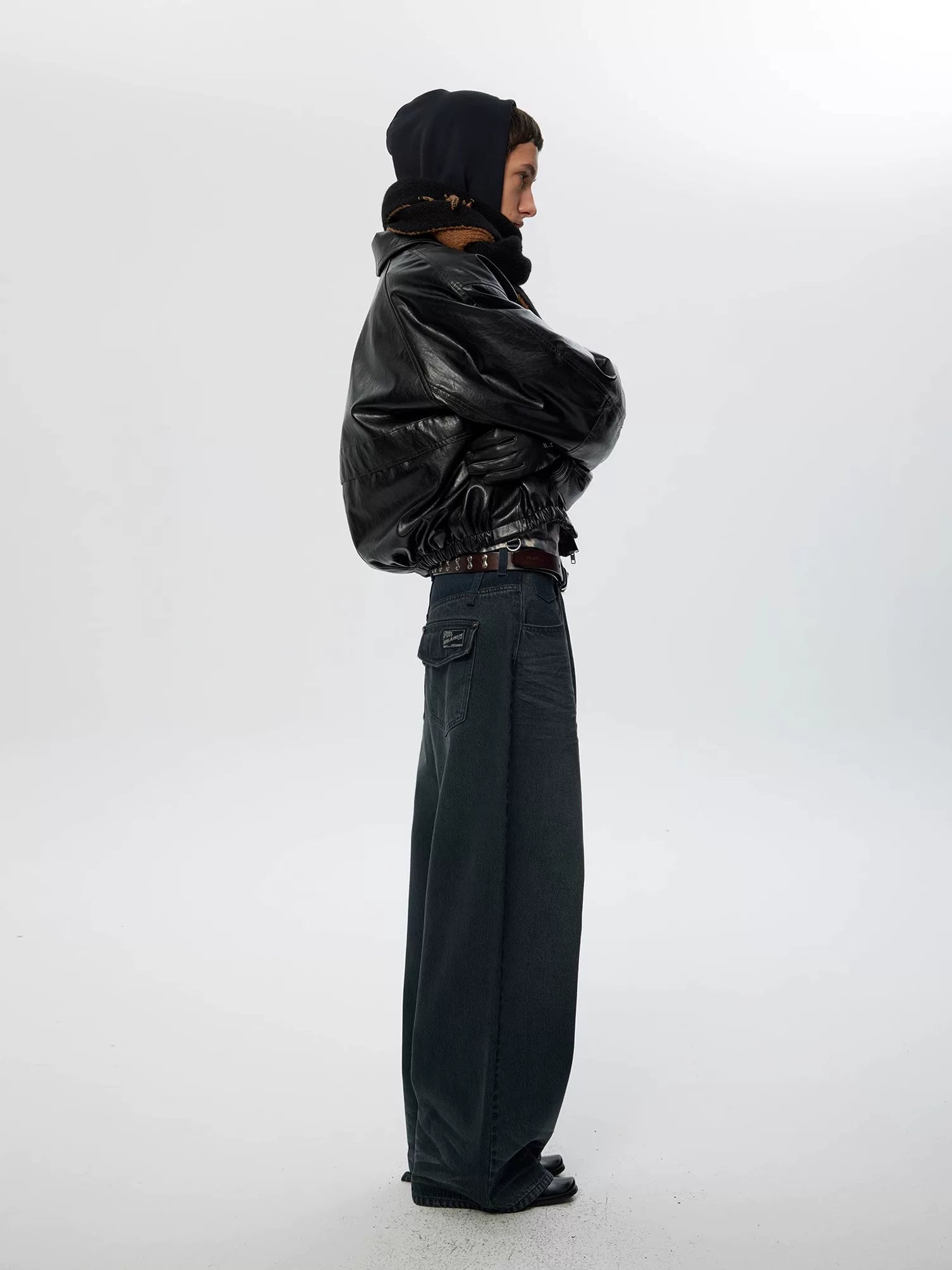 Distressed Patchwork Loose Fit Jeans