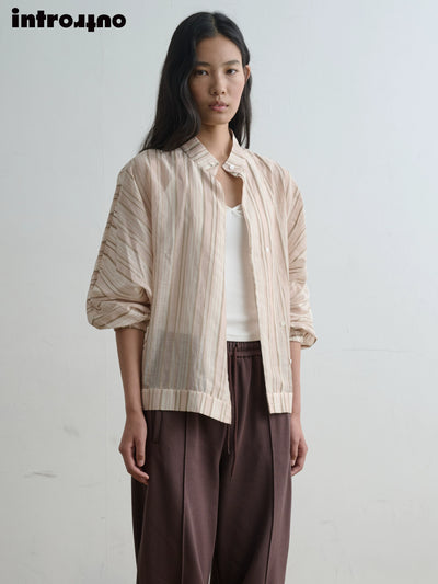 Silk Cotton Striped Batwing Shirt