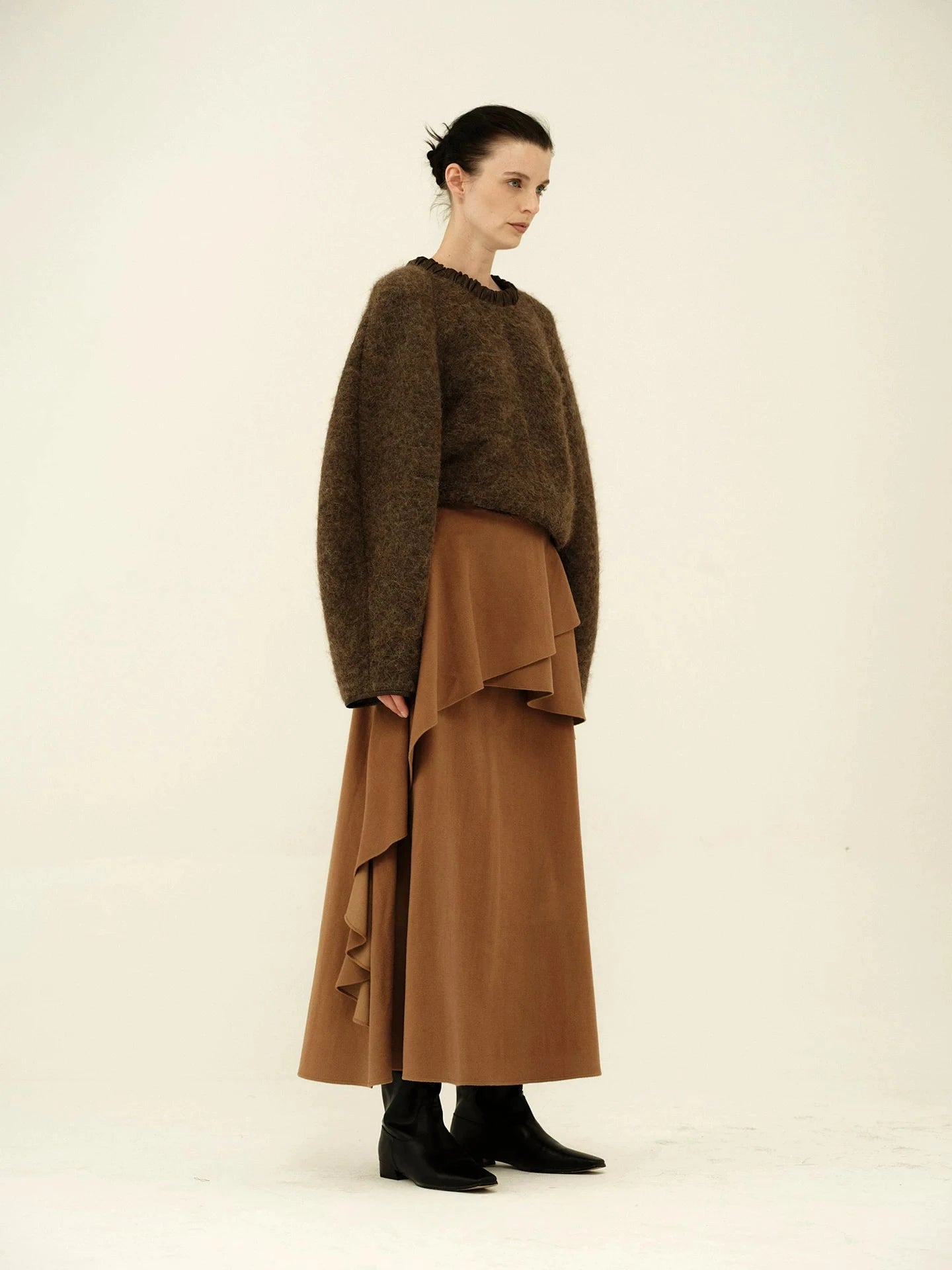 Australian Wool Ruffled Midi Skirt